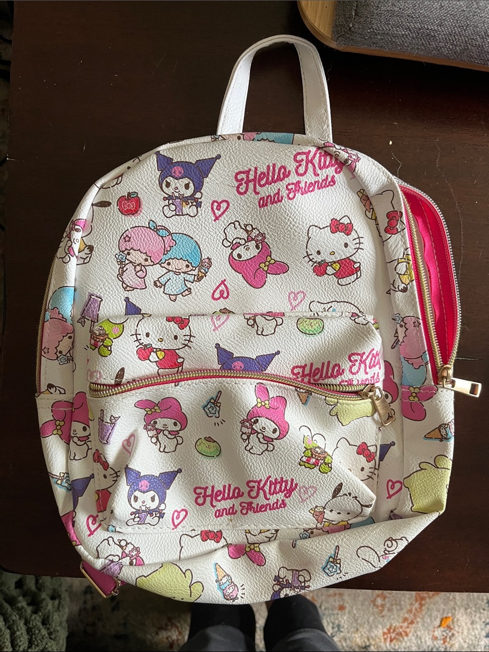 Hello Kitty White and Pink Kids Backpack with Character Print